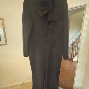 Gracia Black Jumpsuit with Ruffle Detail